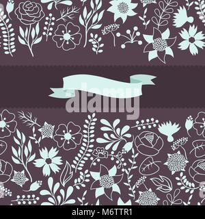 Motif romantique sans couture de diverses fleurs en style retro Illustration de Vecteur