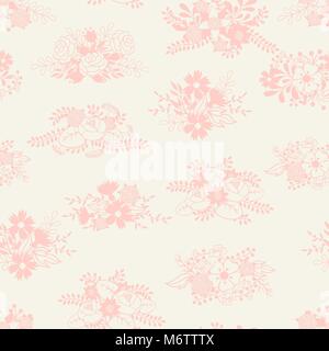 Motif romantique sans couture de bouquets de fleurs dans un style rétro Illustration de Vecteur