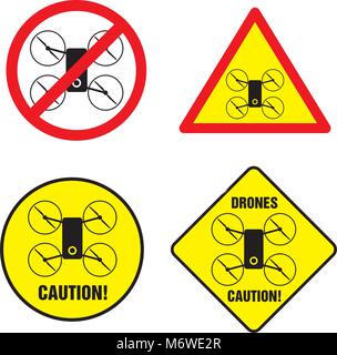L'interdiction des drones et avertissement. Pas de vol de drones. Illustration de Vecteur