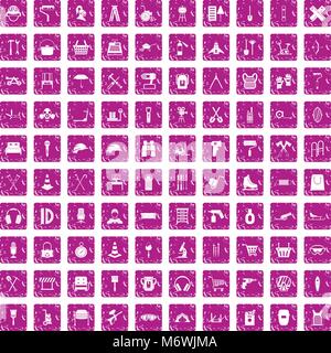 100 icons set costume rose grunge Illustration de Vecteur