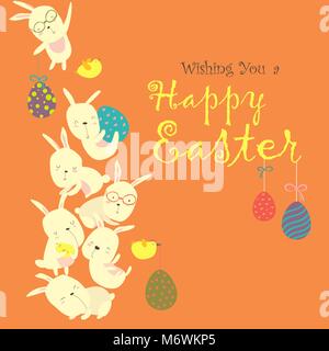 Lapins de Pâques et des oeufs de pâques Illustration de Vecteur