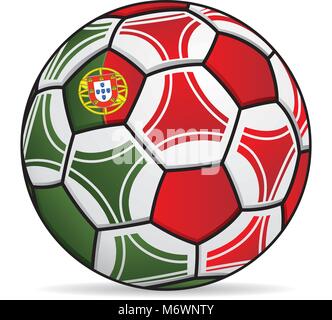 Ballon de soccer avec les couleurs du drapeau du Portugal. Image vectorielle Illustration de Vecteur
