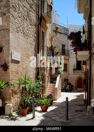 L'Europe, Italie, Pouilles, Bari, ville , Annunziata street , escaliers et portes anciennes dans le vieux centre historique de Bari, Banque D'Images