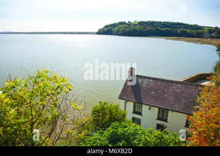 Dylan Thomas Boathouse, Laugharne, Carmarthenshire, Pays de Galles, Royaume-Uni Banque D'Images