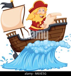 Explorer l'océan illustration Pirate Illustration de Vecteur