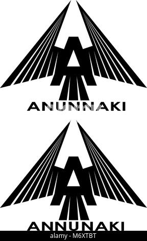 Images stylisées avec un logo concept anunnaki et ailes Illustration de Vecteur