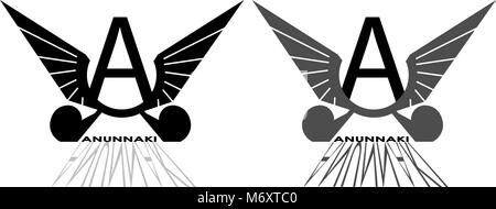 Images stylisées avec un logo concept anunnaki et ailes Illustration de Vecteur