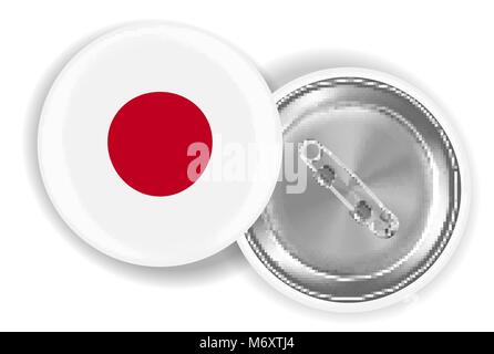 Broche broche ronde drapeau Japon avant et l'arrière Illustration de Vecteur