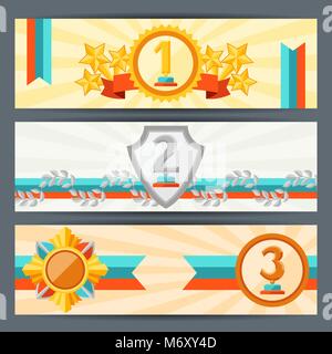 Les bannières horizontales avec trophées et récompenses Illustration de Vecteur