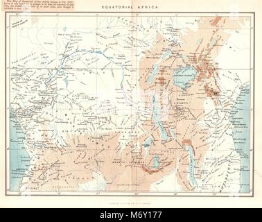 Guinée / Afrique Centrale. Congo Tanzanie Ouganda Kenya Angola Zambie 1885 map Banque D'Images