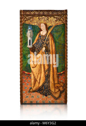 Aaltarpiece gothique de Saint Barbara, 3e quart du 15e siècle, tempera et feuille d'or sur de bois. Musée national d'Art Catalan, Barcelone, S Banque D'Images