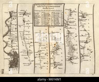 London Hammersmith Slough Maidenhead Henley Abingdon SENEX # 14 Feuille de route 1719 Banque D'Images