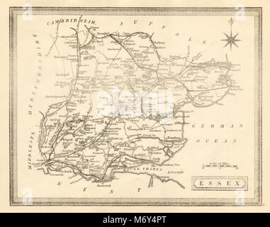 Carte du comté d'Essex antique par John Heywood. Chemins et routes entraîneur c1864 Banque D'Images