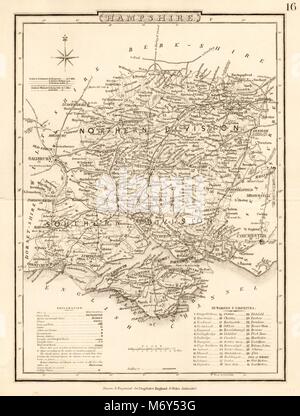 Carte du comté de Hampshire antique par George COLE & John Roper c1835 old Banque D'Images