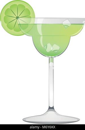 Cocktail vert avec une tranche de citron Illustration de Vecteur