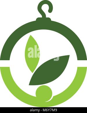 Eco conception de logo Vector Modèle Blanchisserie Illustration de Vecteur