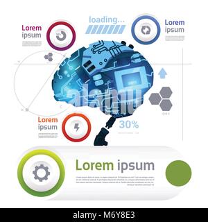 L'Intelligence Artificielle Modèle Cerveau Infographie des éléments pour l'industrie de la robotique moderne Illustration de Vecteur