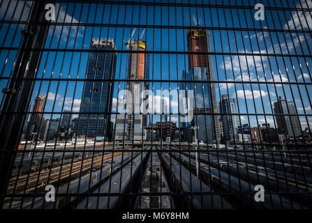 Le côté ouest de triage de la gare Pennsylvania Station à New York de la Highline Banque D'Images