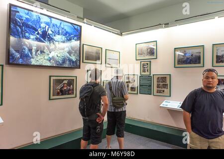 L'exposition photo à l'Requiem Musée des débris de guerre, Ho Chi Minh City, Vietnam Banque D'Images