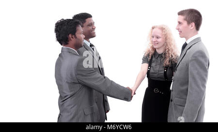 Poignée de partenaires d'affaires et de l'équipe entreprises.isolé sur fond blanc Banque D'Images