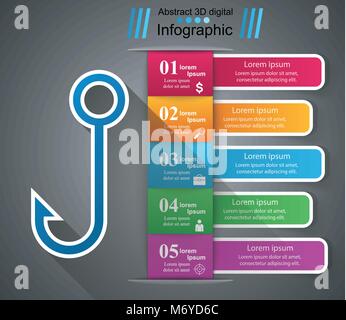 Papier hameçon - infographie d'affaires. Illustration de Vecteur