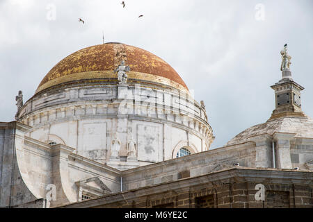 Détails de la coupole de la Cathédrale de Cadix (Catedral de Santa Cruz), Andalousie, Espagne Banque D'Images