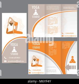 Cartes pour femme yoga studio , Modèle de brochure ou bannière , vector illustration Illustration de Vecteur