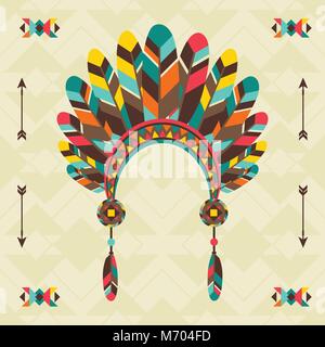 L'origine ethnique avec serre-tête dans la conception navajo Illustration de Vecteur