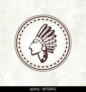 L'origine ethnique avec les indiens dans la conception navajo profil Illustration de Vecteur