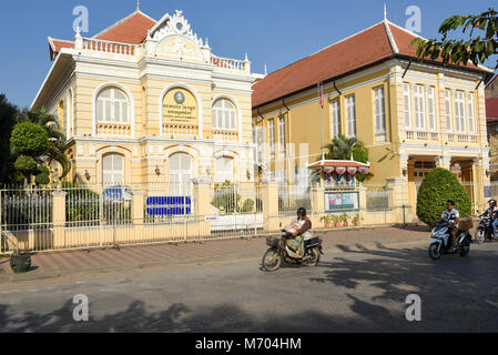 Battambang, Cambodge - 14 janvier 2018 : Français maisons coloniales à Battambang au Cambodge Banque D'Images