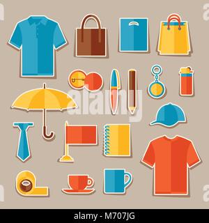 Icon Set de cadeaux promotionnels et de souvenirs Illustration de Vecteur