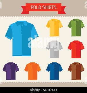 Modèles de couleur chemises polo pour votre conception de style plat Illustration de Vecteur