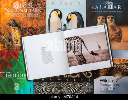 Collection de non-fiction livres à couverture rigide à propos de la photographie d'espèces sauvages montrant les animaux Banque D'Images