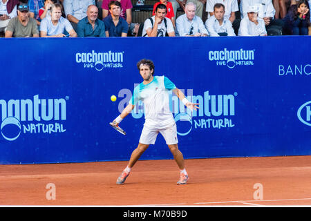 304 Rang ATP 2018-03-07. 24 ans, 168 Lbs. (5'10' de hauteur. Argentiinia, Buenos Aires. Cachantun Challenger, ronde de 32, 7-6 ; 3-6, et 6-4. Match gagné. Banque D'Images