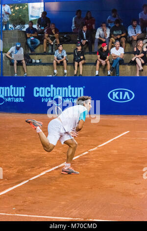 304 Rang ATP 2018-03-07. 24 ans, 168 Lbs. (5'10' de hauteur. Argentiinia, Buenos Aires. Cachantun Challenger, ronde de 32, 7-6 ; 3-6, et 6-4. Match gagné. Banque D'Images