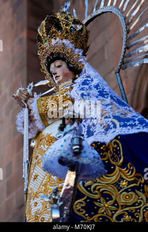 Inmaculada Concepcion (Immaculée Conception) flotteur, célébration du Corpus Christi, Cusco, Pérou Banque D'Images