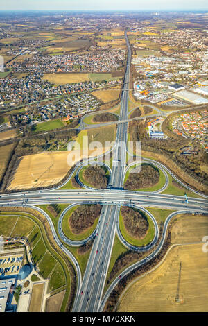 L'autoroute Dortmund / Unna, A1, et l'autoroute a44, à Unna, en Rhénanie du Nord-Westphalie. Unna, Ruhr, Rhénanie du Nord-Westphalie, Allemagne, Unna, R Banque D'Images