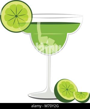 Cocktail vert avec une tranche de citron Illustration de Vecteur