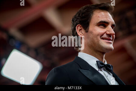 Monte Carlo, Monaco. Feb 27, 2018. Roger Federer (tennis). GES/ Allgemein/ Laureus World Sports Awards 2018 : Preisverleihung, 27.02.2018 Allgemein : Laureus World Sport Awards 2018 : Cérémonie de remise des prix, Monaco, Février 27, 2018 dans le monde d'utilisation |Crédit : afp/Alamy Live News Banque D'Images