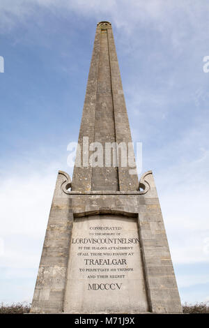 Monument Nelson sur le haut de Portsdown Hill, près de Portsmouth. Hommage rendu par les survivants de la bataille de Trafalgar à leur chef. Banque D'Images