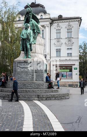 Statue de Preseren Square, Ljubljana, Slovénie Banque D'Images