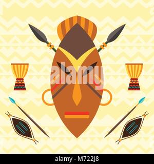 Origine ethnique africaine avec illustration de masque Illustration de Vecteur