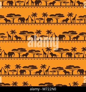 Motif transparent ethniques en Afrique dans un style plat Illustration de Vecteur