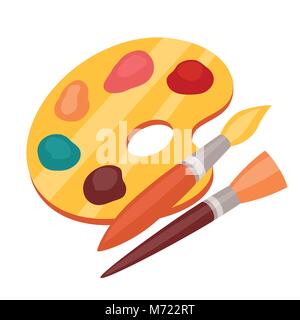 Palette de couleurs de l'art avec des peintures et des pinceaux Illustration de Vecteur