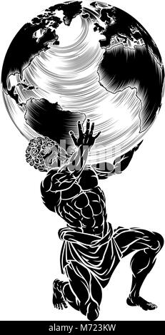 Titan Atlas Holding Globe Illustration de Vecteur