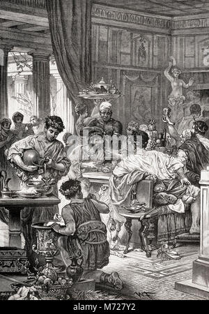 Un banquet dans la Rome antique Banque D'Images