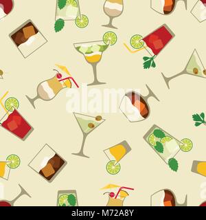 L'alcool des boissons et cocktails dans un style plat Illustration de Vecteur