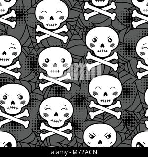 Kawaii cartoon halloween transparent avec motif crâne mignon Illustration de Vecteur