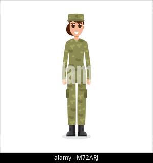 Les soldats de l'Armée US Femme en camouflage. Vector illustration. Illustration de Vecteur