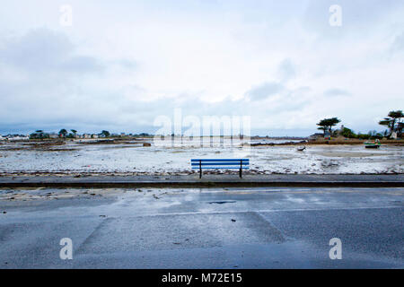 Bretagne Côte Ouest battues par Storm Imogen, France. Banque D'Images